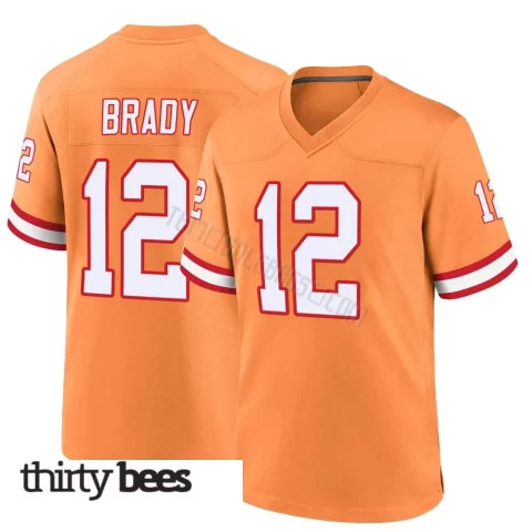 Tom Brady ＃12 Tampa Bay Buccaneers Youth Game Orange Throwback Jersey