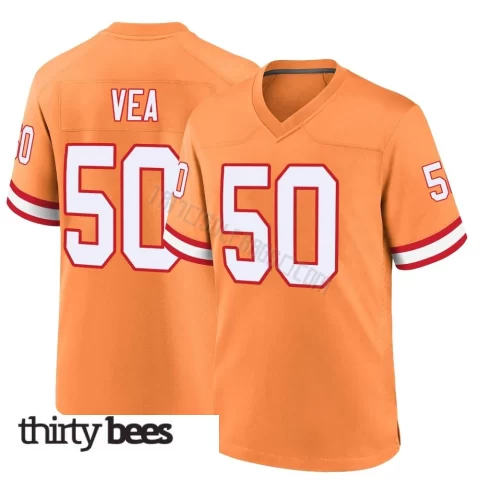 Vita Vea ＃50 Tampa Bay Buccaneers Youth Game Orange Throwback Jersey