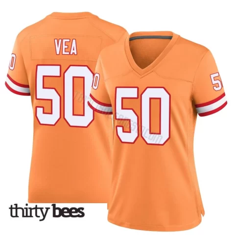 Vita Vea ＃50 Tampa Bay Buccaneers Women's Game Orange Throwback Jersey