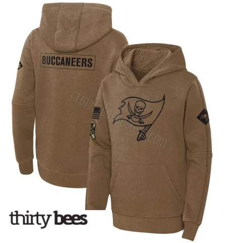 Tampa Bay Buccaneers Youth Brown 2023 Salute to Service Club Fleece Pullover Hoodie