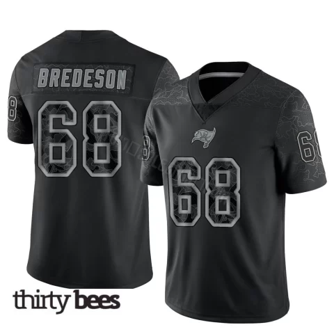 Ben Bredeson ＃68 Tampa Bay Buccaneers Men's Limited Black Reflective Jersey