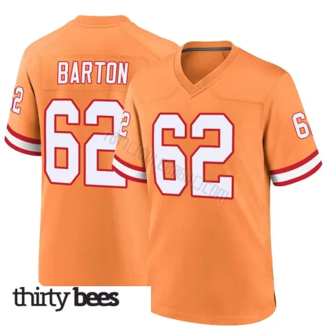 Graham Barton ＃62 Tampa Bay Buccaneers Youth Game Orange Throwback Jersey