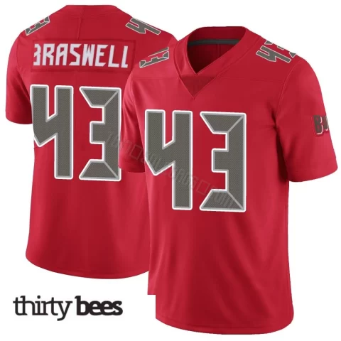 Chris Braswell ＃43 Tampa Bay Buccaneers Men's Limited Red Color Rush Jersey