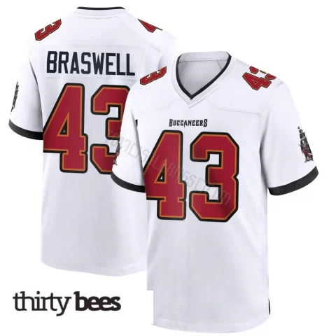 Chris Braswell ＃43 Tampa Bay Buccaneers Men's Game White Jersey
