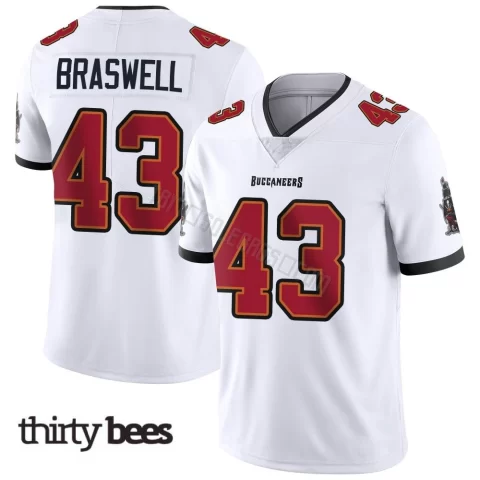 Chris Braswell ＃43 Tampa Bay Buccaneers Men's Limited White Vapor Untouchable Jersey