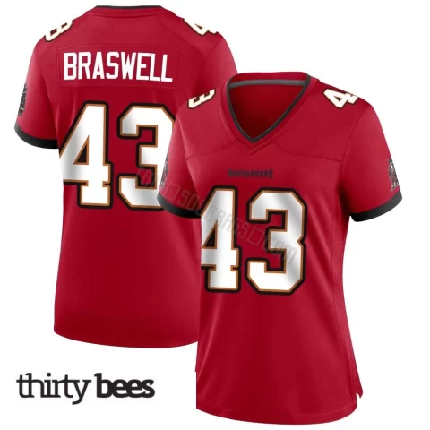Chris Braswell ＃43 Tampa Bay Buccaneers Women's Game Red Team Color Jersey