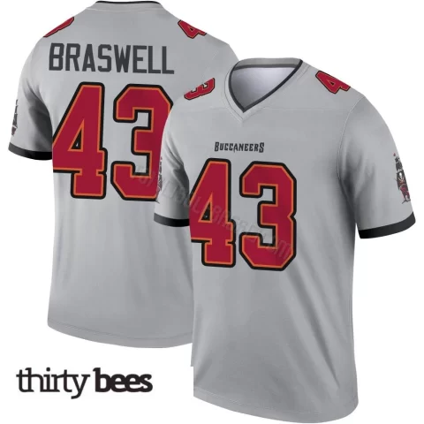 Chris Braswell ＃43 Tampa Bay Buccaneers Men's Legend Gray Inverted Jersey