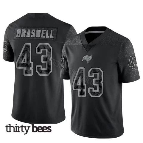 Chris Braswell ＃43 Tampa Bay Buccaneers Youth Limited Black Reflective Jersey