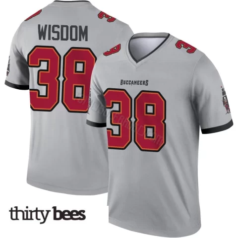 Rashad Wisdom ＃38 Tampa Bay Buccaneers Men's Legend Gray Inverted Jersey