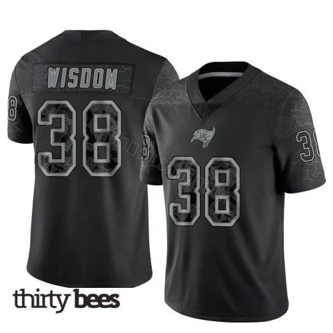 Rashad Wisdom ＃38 Tampa Bay Buccaneers Men's Limited Black Reflective Jersey