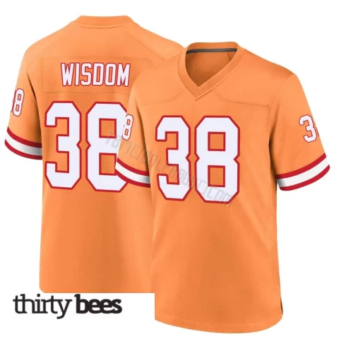 Rashad Wisdom ＃38 Tampa Bay Buccaneers Youth Game Orange Throwback Jersey