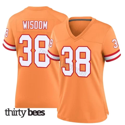 Rashad Wisdom ＃38 Tampa Bay Buccaneers Women's Game Orange Throwback Jersey