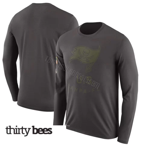Tampa Bay Buccaneers Men's Legend Pewter 2018 Salute to Service Sideline Performance Long Sleeve T-Shirt