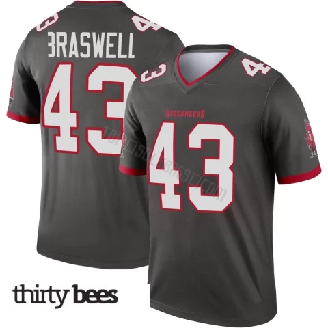 Chris Braswell ＃43 Tampa Bay Buccaneers Youth Legend Pewter Alternate Jersey