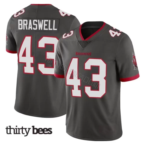 Chris Braswell ＃43 Tampa Bay Buccaneers Men's Limited Pewter Alternate Vapor Jersey