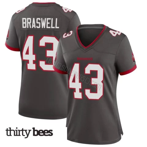 Chris Braswell ＃43 Tampa Bay Buccaneers Women's Game Pewter Alternate Jersey