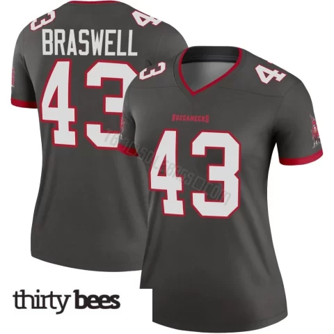 Chris Braswell ＃43 Tampa Bay Buccaneers Women's Legend Pewter Alternate Jersey