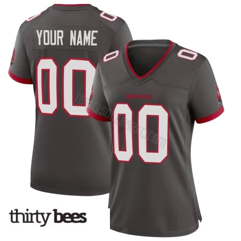 Custom ＃00 Tampa Bay Buccaneers Women's Game Pewter Alternate Jersey