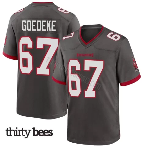 Luke Goedeke ＃67 Tampa Bay Buccaneers Youth Game Pewter Alternate Jersey