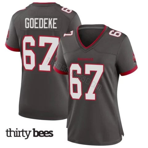 Luke Goedeke ＃67 Tampa Bay Buccaneers Women's Game Pewter Alternate Jersey