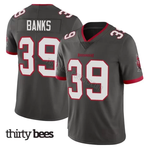 Marcus Banks ＃39 Tampa Bay Buccaneers Men's Limited Pewter Alternate Vapor Jersey