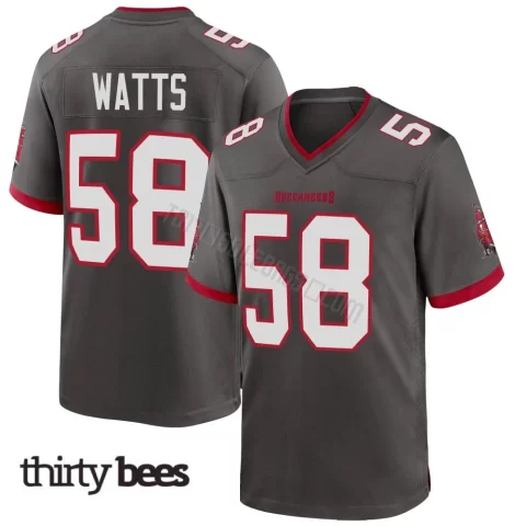 Markees Watts ＃58 Tampa Bay Buccaneers Men's Game Pewter Alternate Jersey