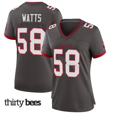 Markees Watts ＃58 Tampa Bay Buccaneers Women's Game Pewter Alternate Jersey