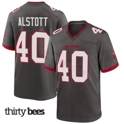 Mike Alstott ＃40 Tampa Bay Buccaneers Men's Game Pewter Alternate Jersey