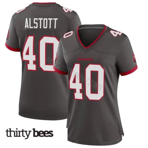 Mike Alstott ＃40 Tampa Bay Buccaneers Women's Game Pewter Alternate Jersey