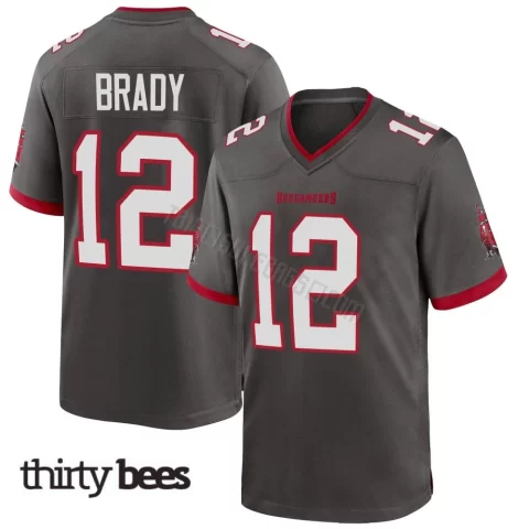 Tom Brady ＃12 Tampa Bay Buccaneers Youth Game Pewter Alternate Jersey