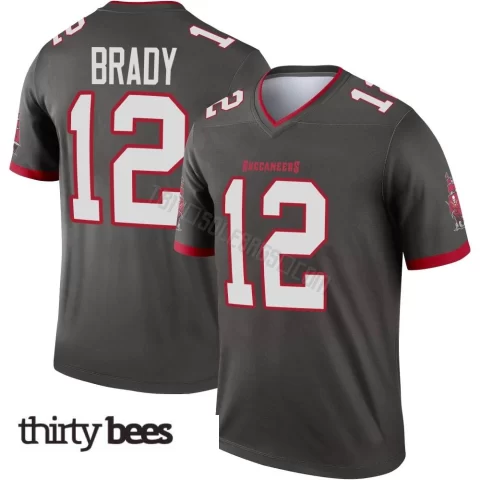 Tom Brady ＃12 Tampa Bay Buccaneers Youth Legend Pewter Alternate Jersey