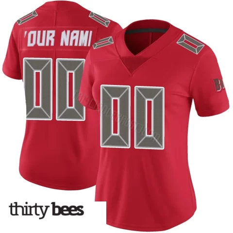 Custom ＃00 Tampa Bay Buccaneers Women's Limited Red Color Rush Jersey