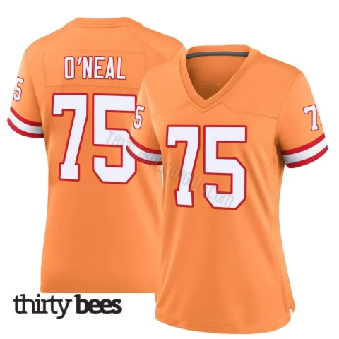 Raiqwon O'Neal ＃75 Tampa Bay Buccaneers Women's Game Orange Throwback Jersey
