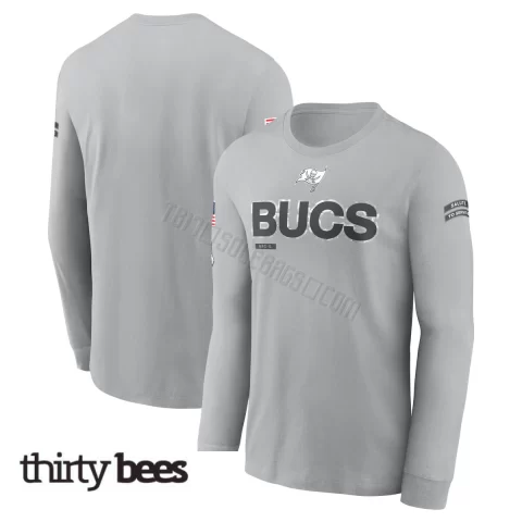 Tampa Bay Buccaneers Men's Gray 2024 Salute To Service Long Sleeve T-Shirt