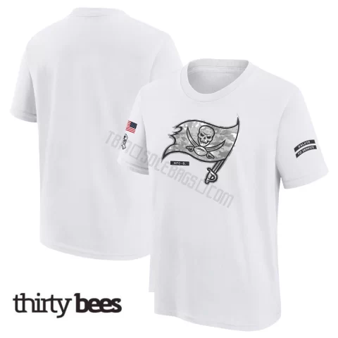 Tampa Bay Buccaneers Youth White 2024 Salute To Service T-Shirt