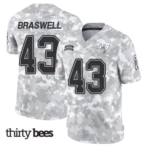 Chris Braswell ＃43 Tampa Bay Buccaneers Youth Limited Arctic Camo 2024 Salute to Service Jersey