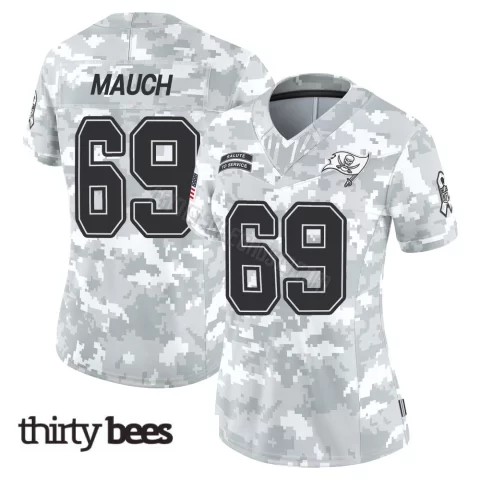 Cody Mauch ＃69 Tampa Bay Buccaneers Women's Limited Arctic Camo 2024 Salute to Service Jersey