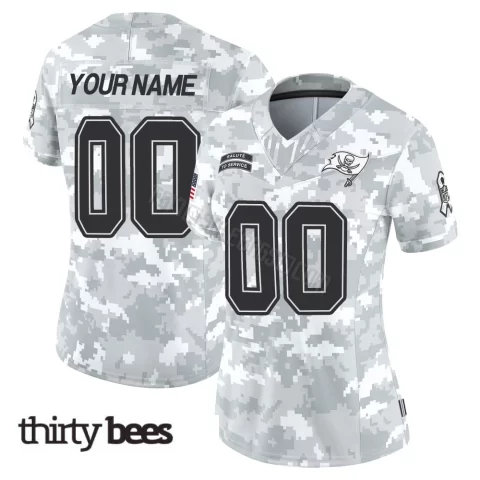 Custom ＃00 Tampa Bay Buccaneers Women's Limited Arctic Camo 2024 Salute to Service Jersey