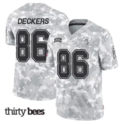 Evan Deckers ＃86 Tampa Bay Buccaneers Men's Limited Arctic Camo 2024 Salute to Service Jersey