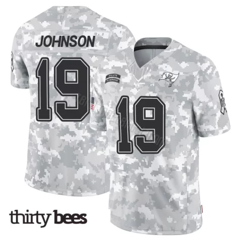 Kameron Johnson ＃19 Tampa Bay Buccaneers Men's Limited Arctic Camo 2024 Salute to Service Jersey