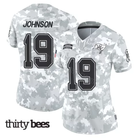 Kameron Johnson ＃19 Tampa Bay Buccaneers Women's Limited Arctic Camo 2024 Salute to Service Jersey