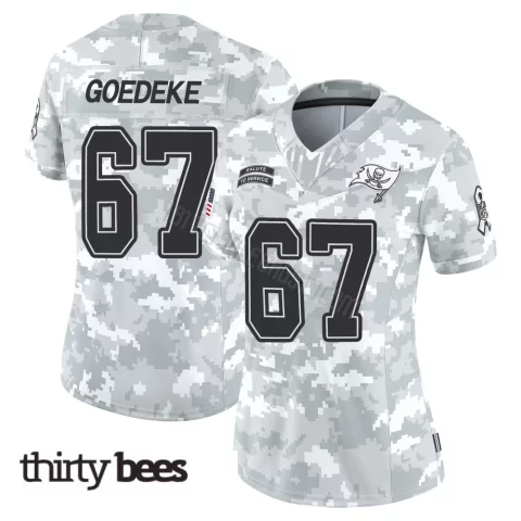 Luke Goedeke ＃67 Tampa Bay Buccaneers Women's Limited Arctic Camo 2024 Salute to Service Jersey