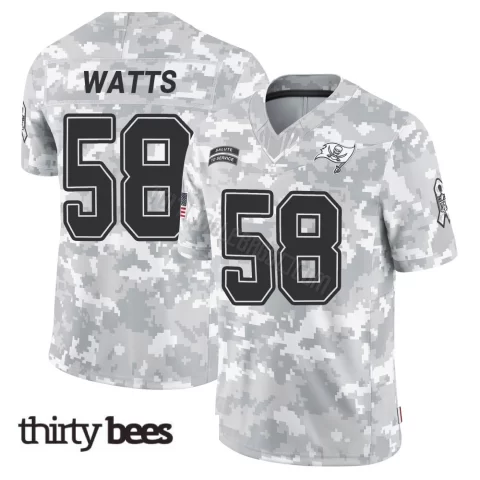 Markees Watts ＃58 Tampa Bay Buccaneers Youth Limited Arctic Camo 2024 Salute to Service Jersey