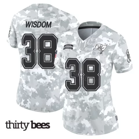 Rashad Wisdom ＃38 Tampa Bay Buccaneers Women's Limited Arctic Camo 2024 Salute to Service Jersey