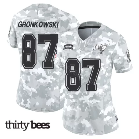 Rob Gronkowski ＃87 Tampa Bay Buccaneers Women's Limited Arctic Camo 2024 Salute to Service Jersey