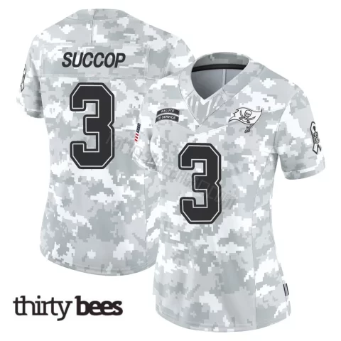 Ryan Succop ＃3 Tampa Bay Buccaneers Women's Limited Arctic Camo 2024 Salute to Service Jersey