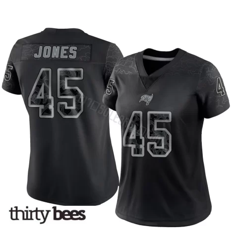 Deion Jones ＃45 Tampa Bay Buccaneers Women's Limited Black Reflective Jersey