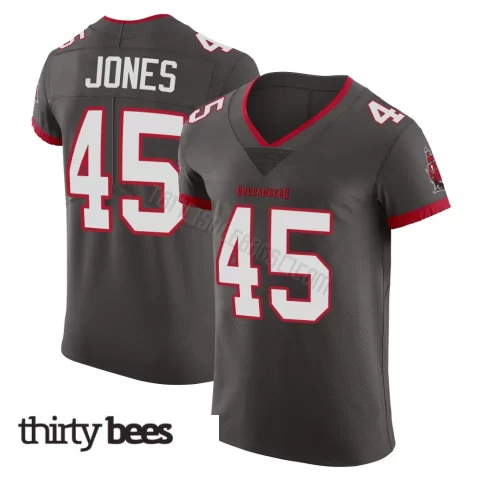Deion Jones ＃45 Tampa Bay Buccaneers Men's Elite Pewter Alternate Vapor Jersey