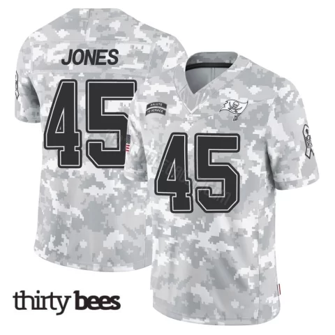 Deion Jones ＃45 Tampa Bay Buccaneers Youth Limited Arctic Camo 2024 Salute to Service Jersey