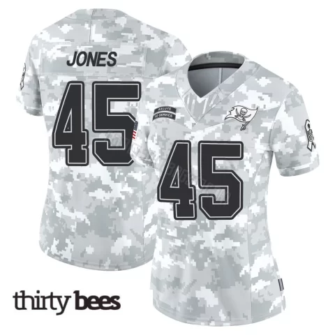 Deion Jones ＃45 Tampa Bay Buccaneers Women's Limited Arctic Camo 2024 Salute to Service Jersey
